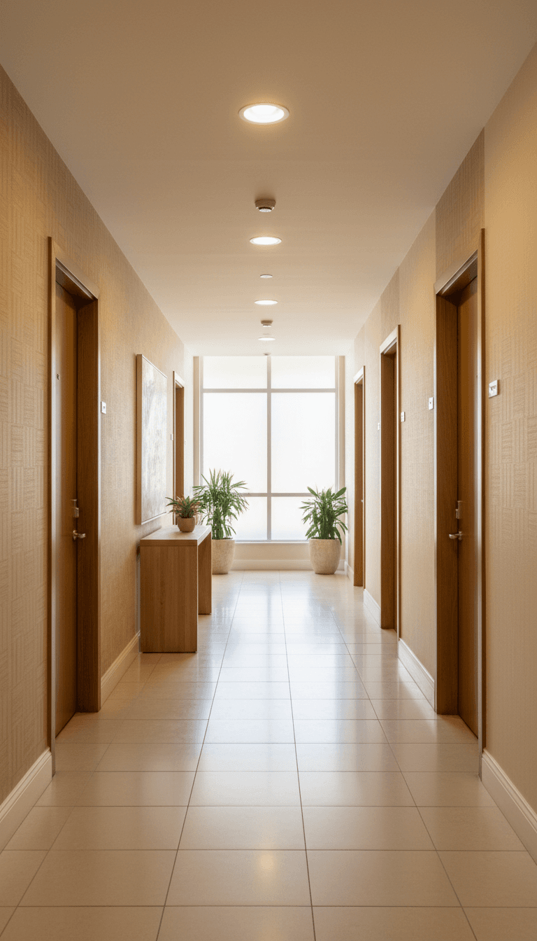 Well-maintained apartment building common area