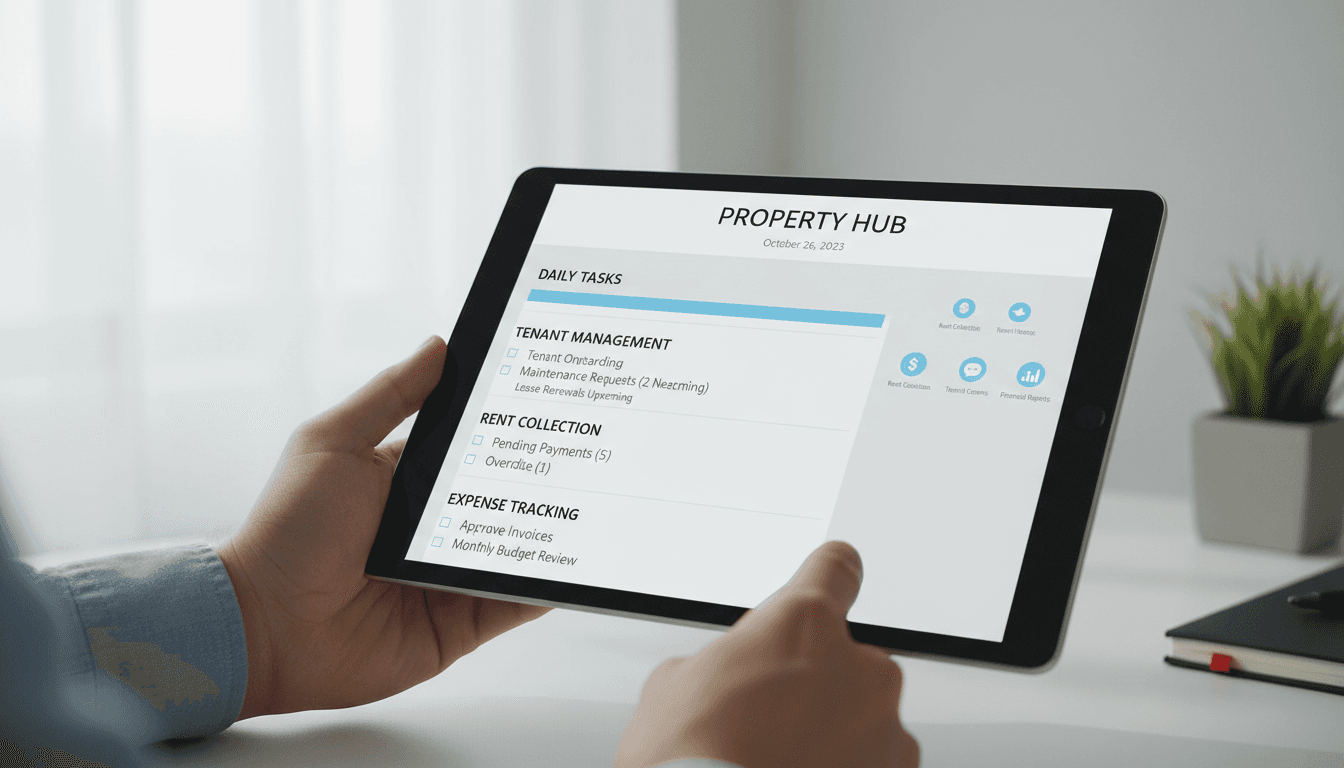 Digital property management checklist and tenant tracking interface