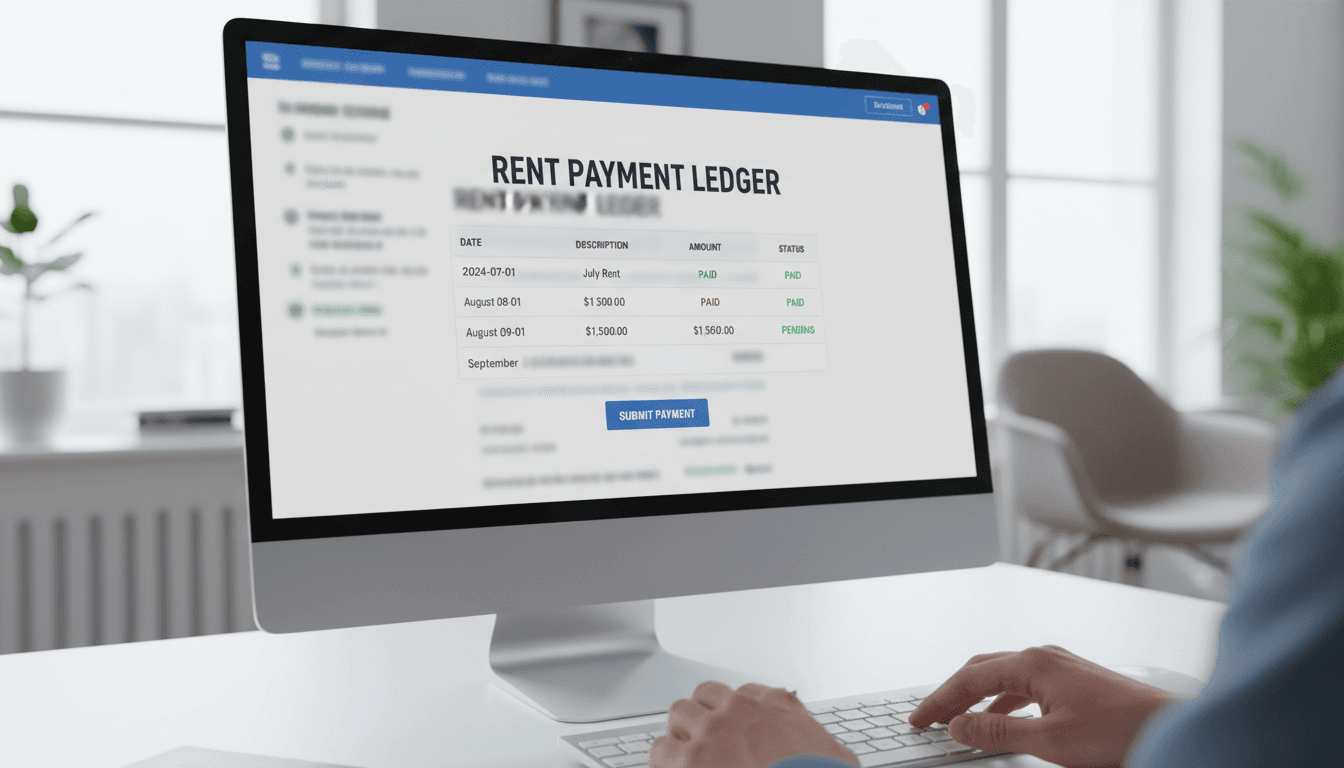 Rent collection dashboard on computer screen