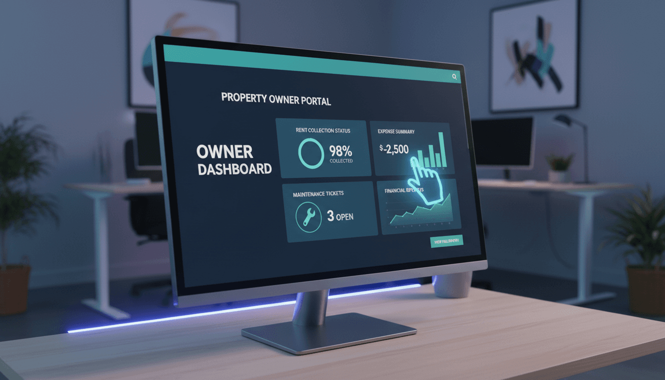 Owner portal dashboard showing rent and expense data