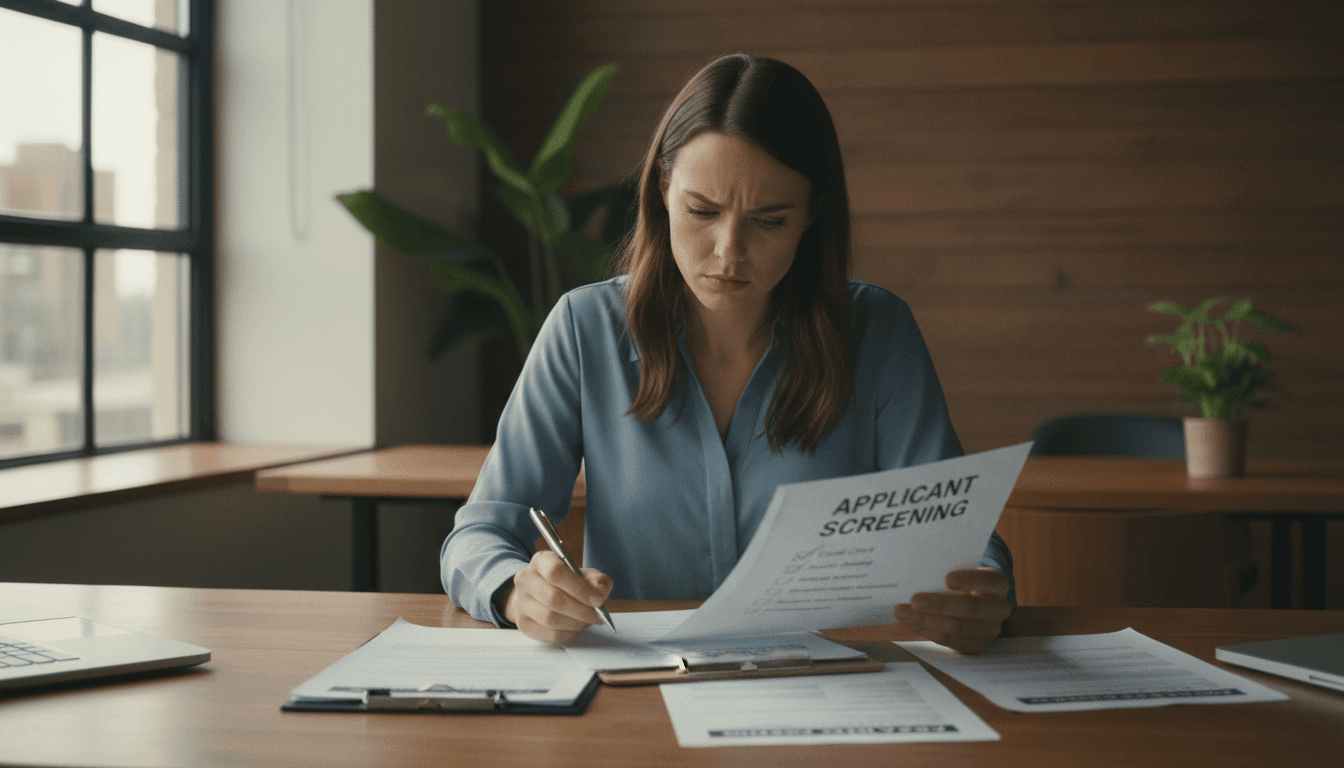 Property manager reviewing tenant screening applications